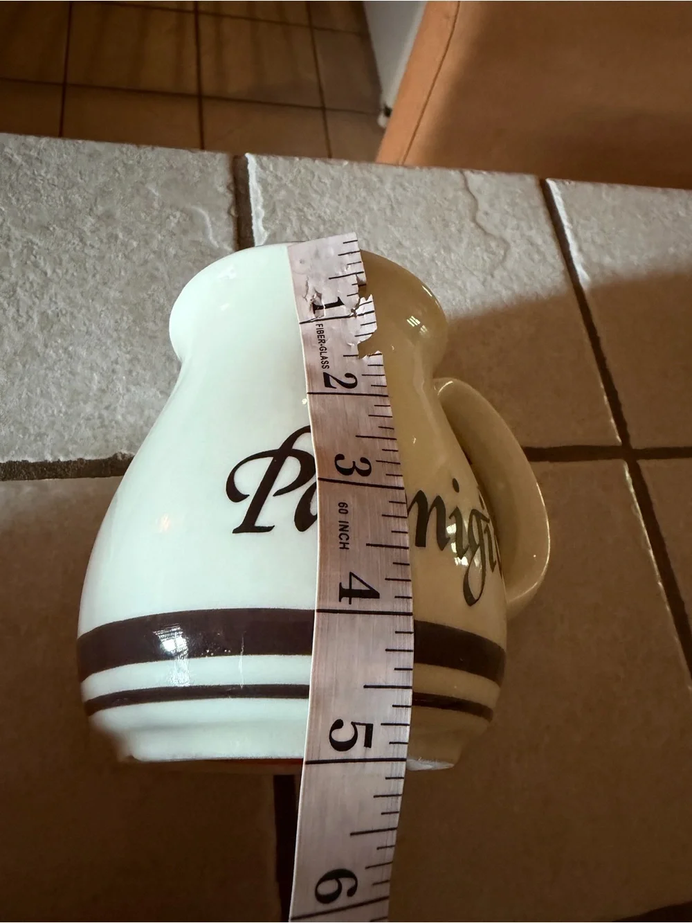 Vintage Ceramic Parmesan Cheese Shaker Dispenser Ivory with Brown Script Accent
